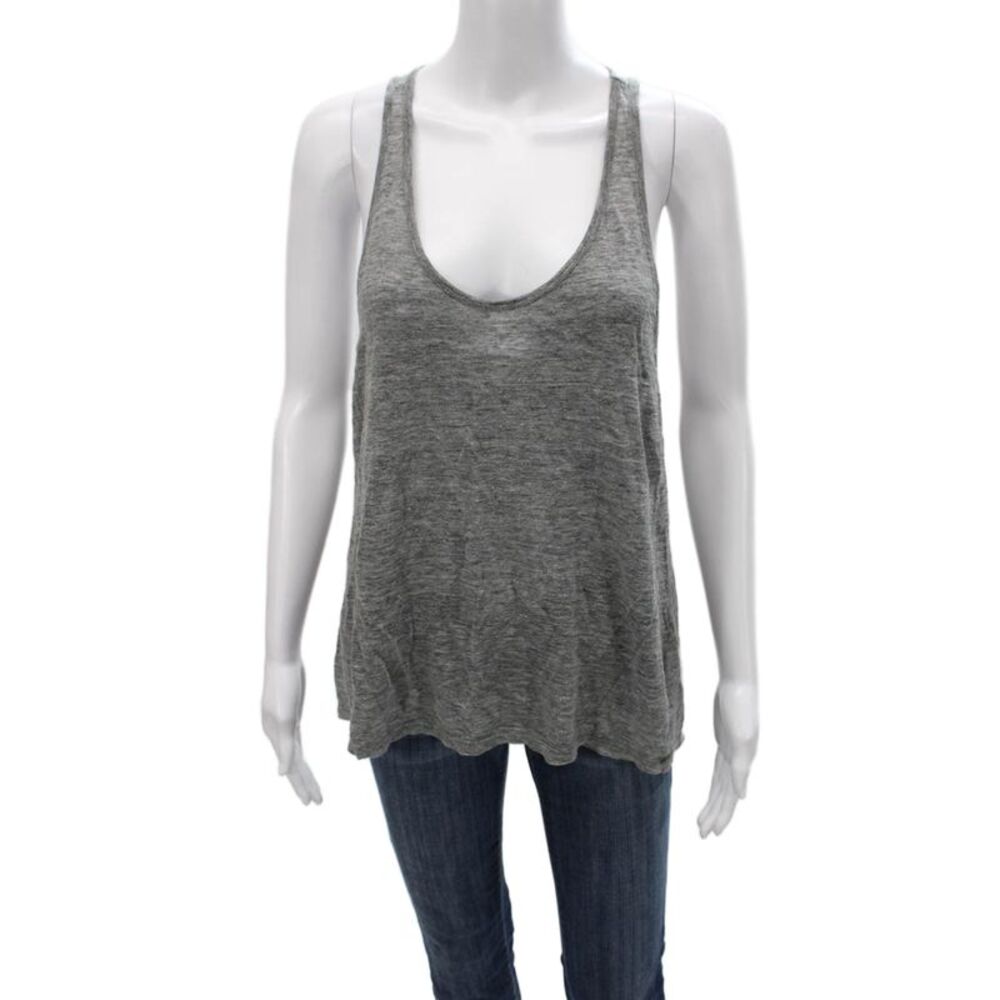 T Alexander Wang Women Basic Gray Linen Scoop Neck Sleeveless Tank Size M